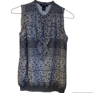 White House Black Market Tank Ruffled V-Neck Elastic Waist Bloudr Top Size M